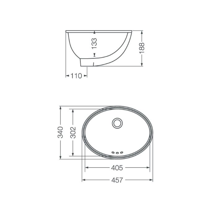 FERRUM - LCHF B - ARMONICA - BACHA BAJO MESADA 46 X 34 CM ARIANNA BCO - Imagen 2