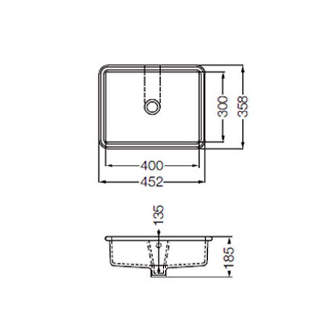 FERRUM - LFNF B - ARMONICA - BACHA BAJO MESADA 45 X 36 CM CUADRA BCO - Imagen 2