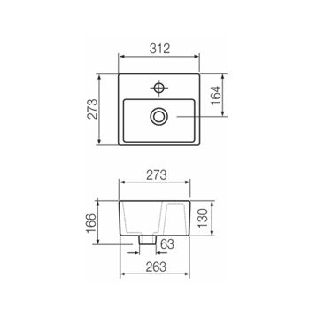 FERRUM - BACHA TORI CUADRA C 27 X 31 1 AG/ L320K-B (TOR-BH-053-BL) - Imagen 2