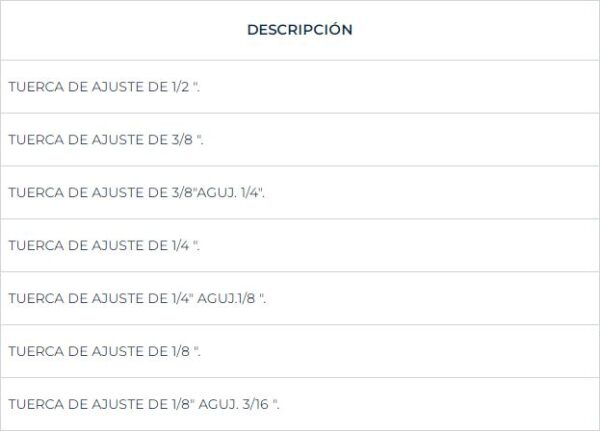 TUERCA PARA AJUSTE BCE 3/8 - FRANCO - Imagen 2