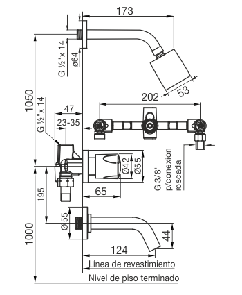 GRIF FV 103/B6 CR - PAMPA BAÑERA P/EMBUTIR C/TRANSF - Imagen 2