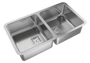 JOHNSON - QUADRA Q76 - PILETA DOBLE PEGAR 70.8 X 37 X 17.5 AC 304