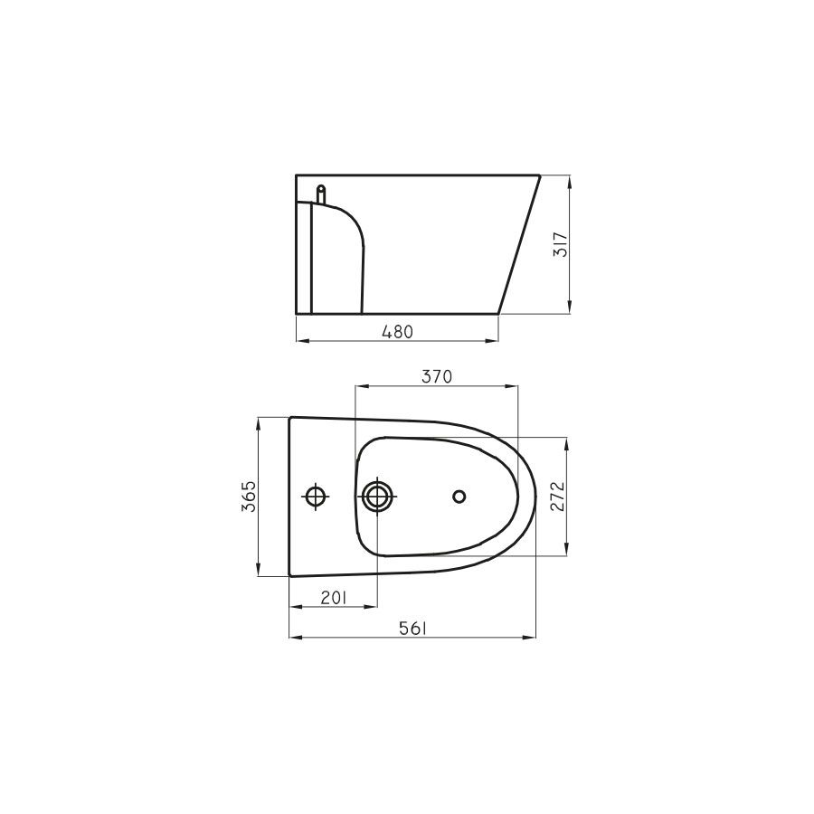 FERRUM - MAR-BI-111-NE - MARINA - BIDET 1 AGUJERO P/COLGAR NEGRO - Imagen 2